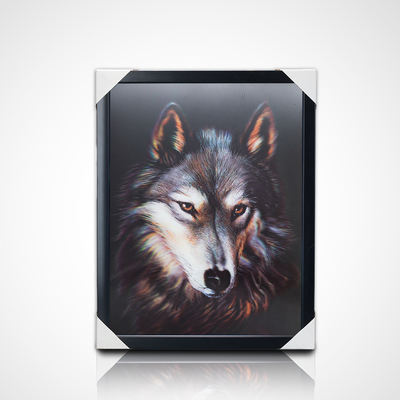 Peintures murales en gros PET 40*30cm 3D 5D Animaux lenticulaires Image du monde avec cadre noir pour la décoration du salon