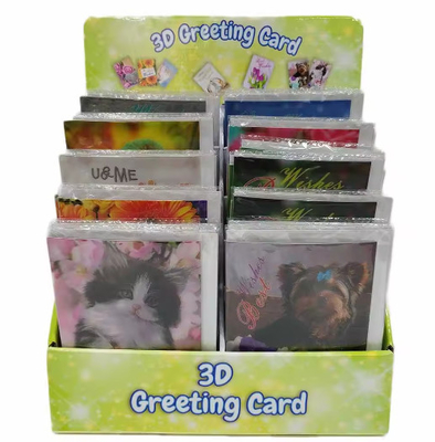 Carte d'anniversaire de Noël en 3D avec enveloppe carte postale lenticulaire